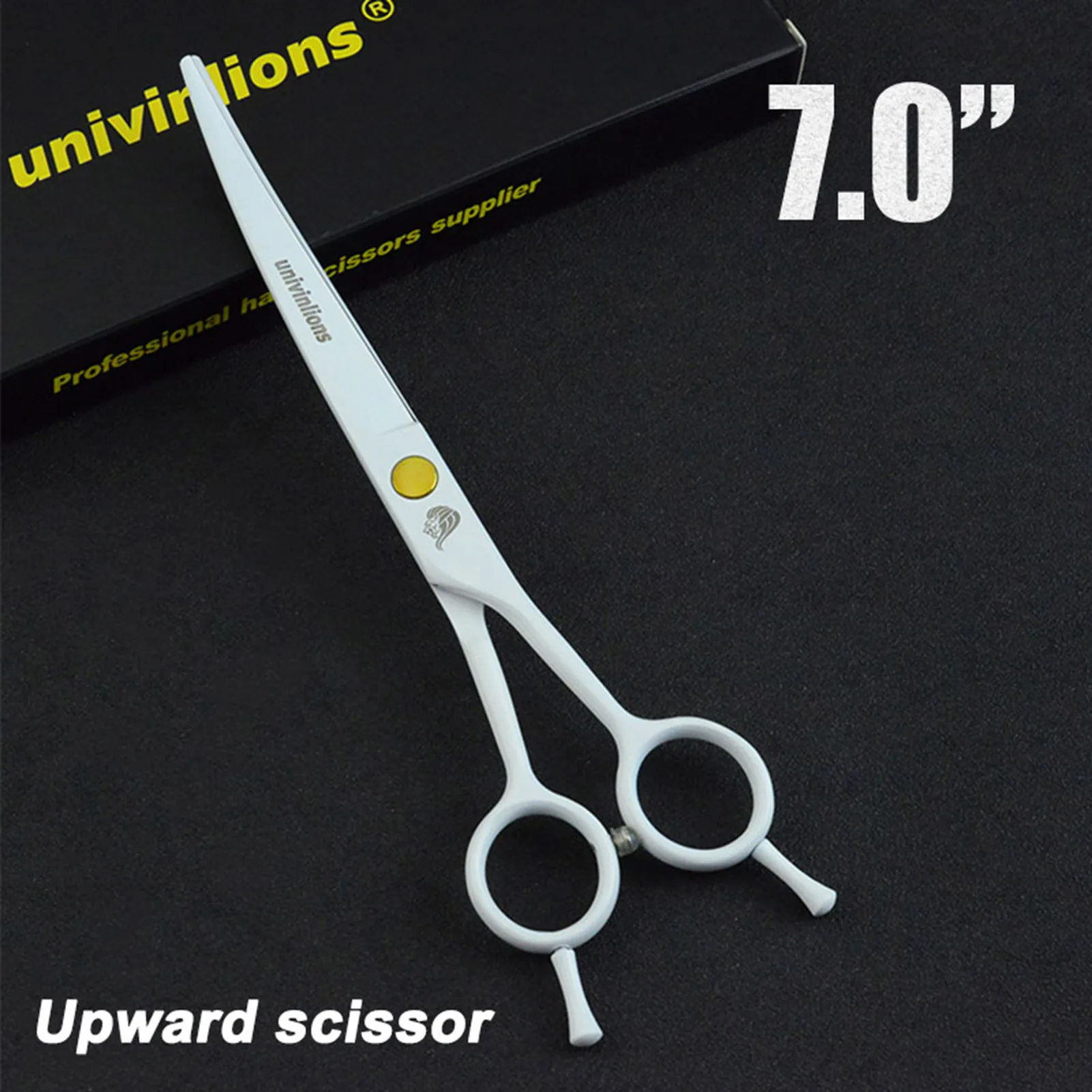 Univinlions 흰색 곡선 가위, 애완 동물 미용 가위, 개 고양이 헤어 클리퍼, 동물 개 헤어 커팅 도구, 미용 가위, 7 인치