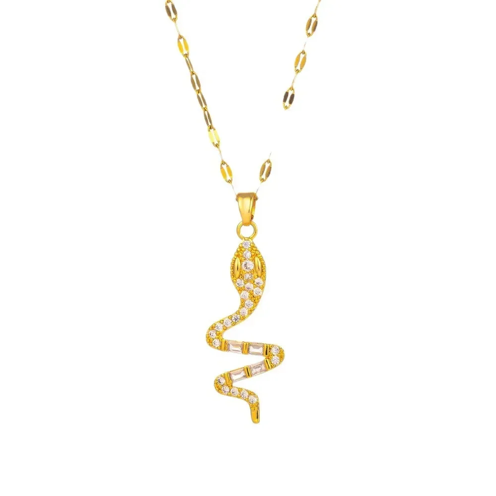 Ciondolo per collana con elemento serpente a forma di serpente animale zircone, gioielli in stile punk, senso del design di nicchia femminile