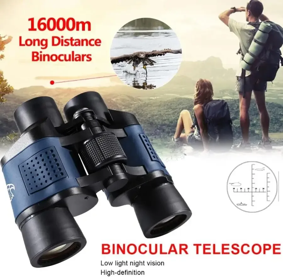 80x80 Telescope Binocular Prism Waterproof with Professional Compass and Carrying Rope, Red Filter for Hunting, Camping, Travel