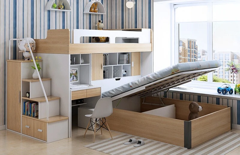 

Sleeping Shubao Children's Multifunctional Bed with Desk Wardrobe Bunk Bed