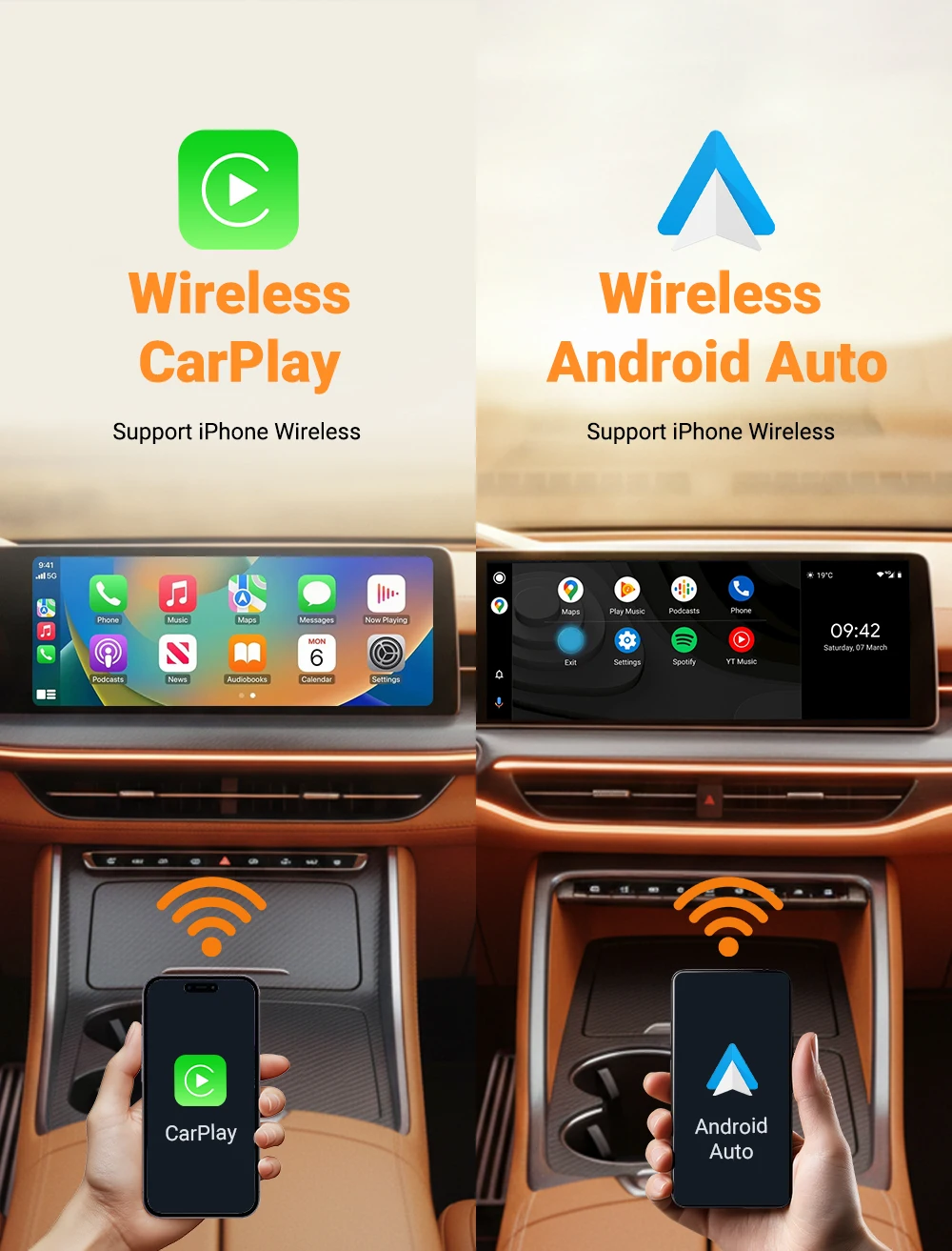 2026 2-in-1 Kabelloser CarPlay Dongle Kabelloser Android Auto Adapter AI Smart Box Intelligente Autosysteme für Fahrzeuge mit Kabel-CarPlay – Detail 2