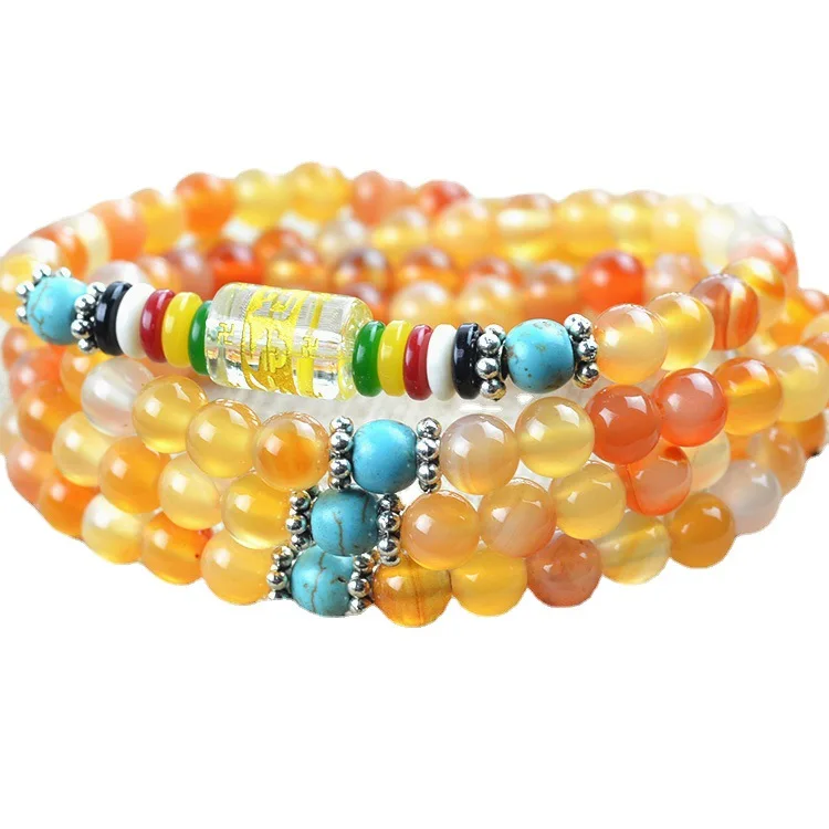 

Natural Primary Agate Buddha Beads Bracelet 6mm Six Character Mantra Jewelry For Women Gifts Drop Shipping