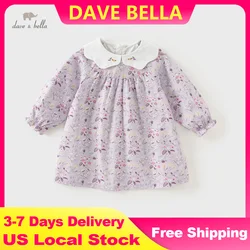 Dave Bella Long Sleeve Girls Princess Party Dress Children Festival Holiday Dresses 2025 Casual Casual Outdoor Dress DB3241981