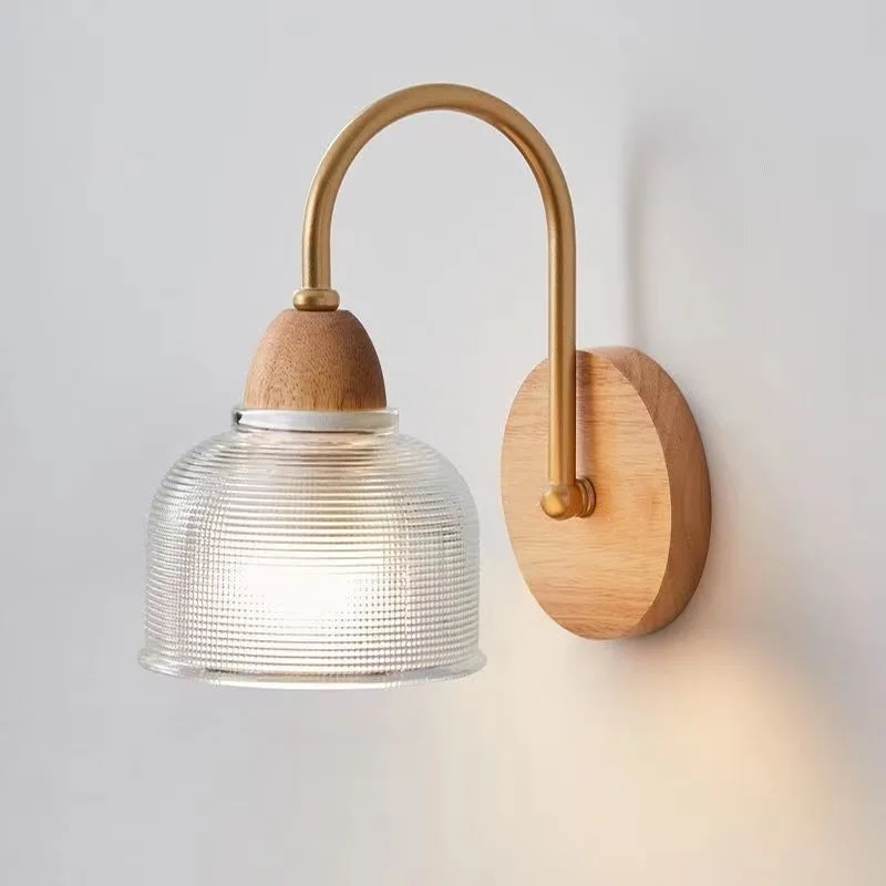 

Japanese-style log bedside wall lamp retro silent homestay modern simple aisle bedroom background wall aisle staircase lamp