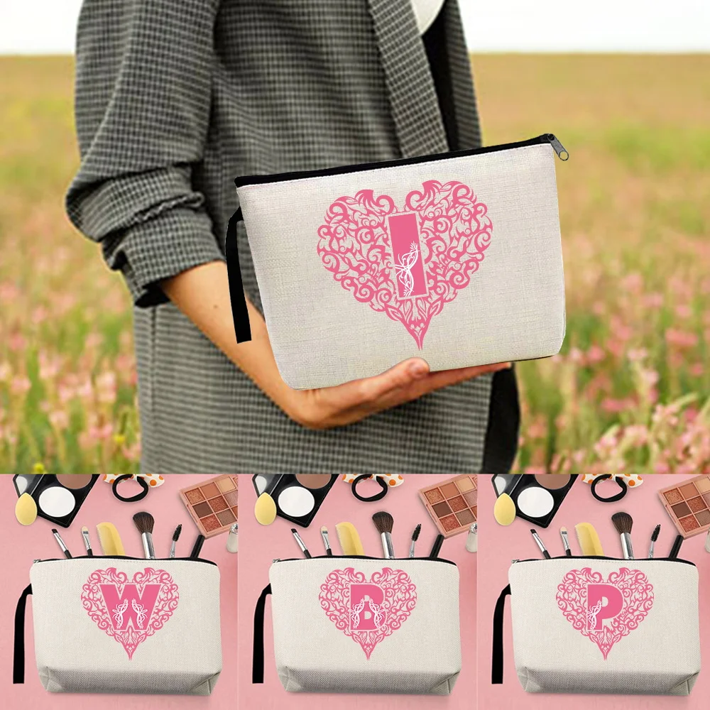 Cosmetic Bag Women's Makeup Bags Toiletries Organizer Waterproof Female Storage Bags Love Letter Printing Series 2024 New