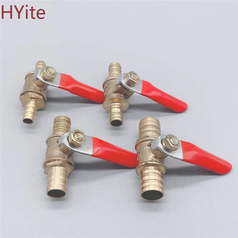 red handle small Valve 6mm-12mm Hose Barb Inline Brass Water Oil Air Gas Fuel Line Shutoff Ball Valve Pipe Fittings