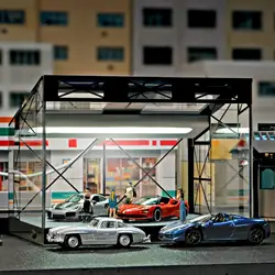 1:64 Scale Diecast Vehicle Model Display Case with Lights Diecast Car Garage