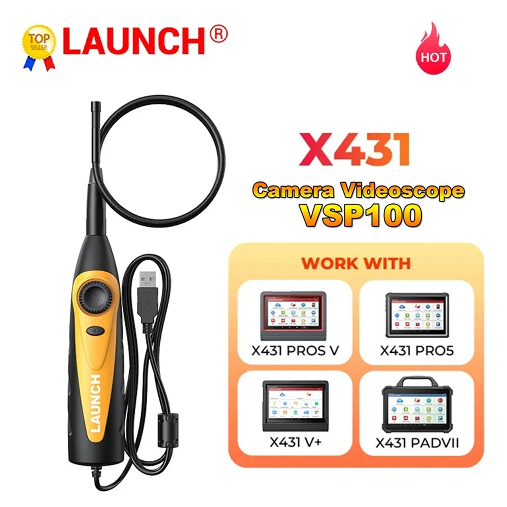 LAUNCH VSP100 Videoscope Camera Endoscope Car Inspection Mirror Flexible IP67 Waterproof 5.5MM 6LED for X431 V/PRO3S+/PAD V