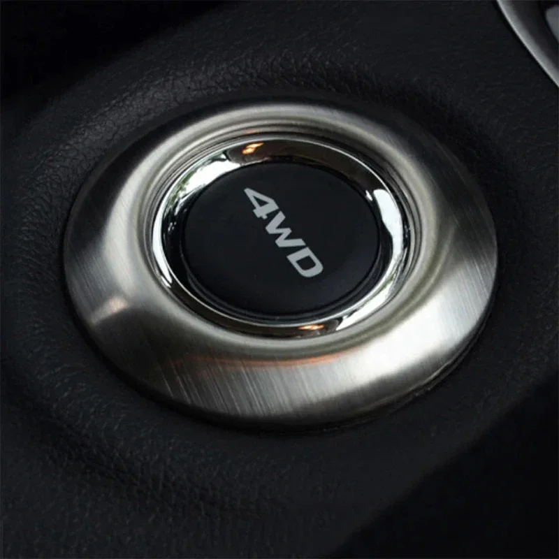 Stainless Steel 4WD Button Decoration Sticker For Mitsubishi Outlander 2013 2014 2015 Car Decal Accessories