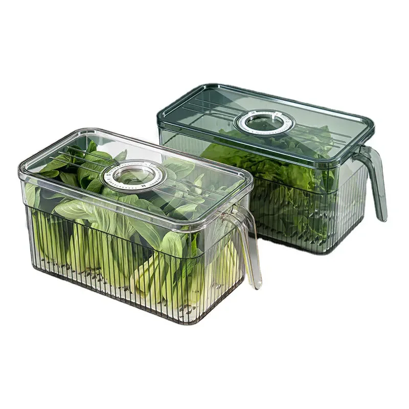 

Refrigerator Storage Box PET Sealed Jar Kitchen Keep Fresh Food Organizer Box with Handle Vegetable Fruit Storage Boxes