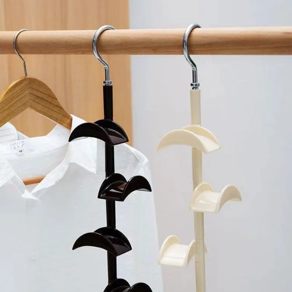 2-Pack White 360 Degree Rotating 4-Tier Closet Organiser Hook - Multi-Functional Bag Hanger, Tie & Belt Rack for Wardrobe Storage