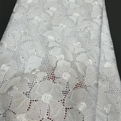 Wholesale African Cotton Lace Fabric Embroidery Nigerian Swiss Voile Lace Fabrics 5Yards Sewing For Women Wedding Party Dress