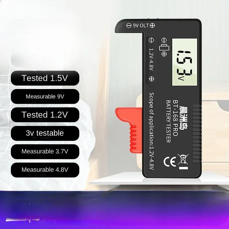 Digital Display Detecção, Battery Tester, medição de energia residual Tensão e Electricidade Medidor