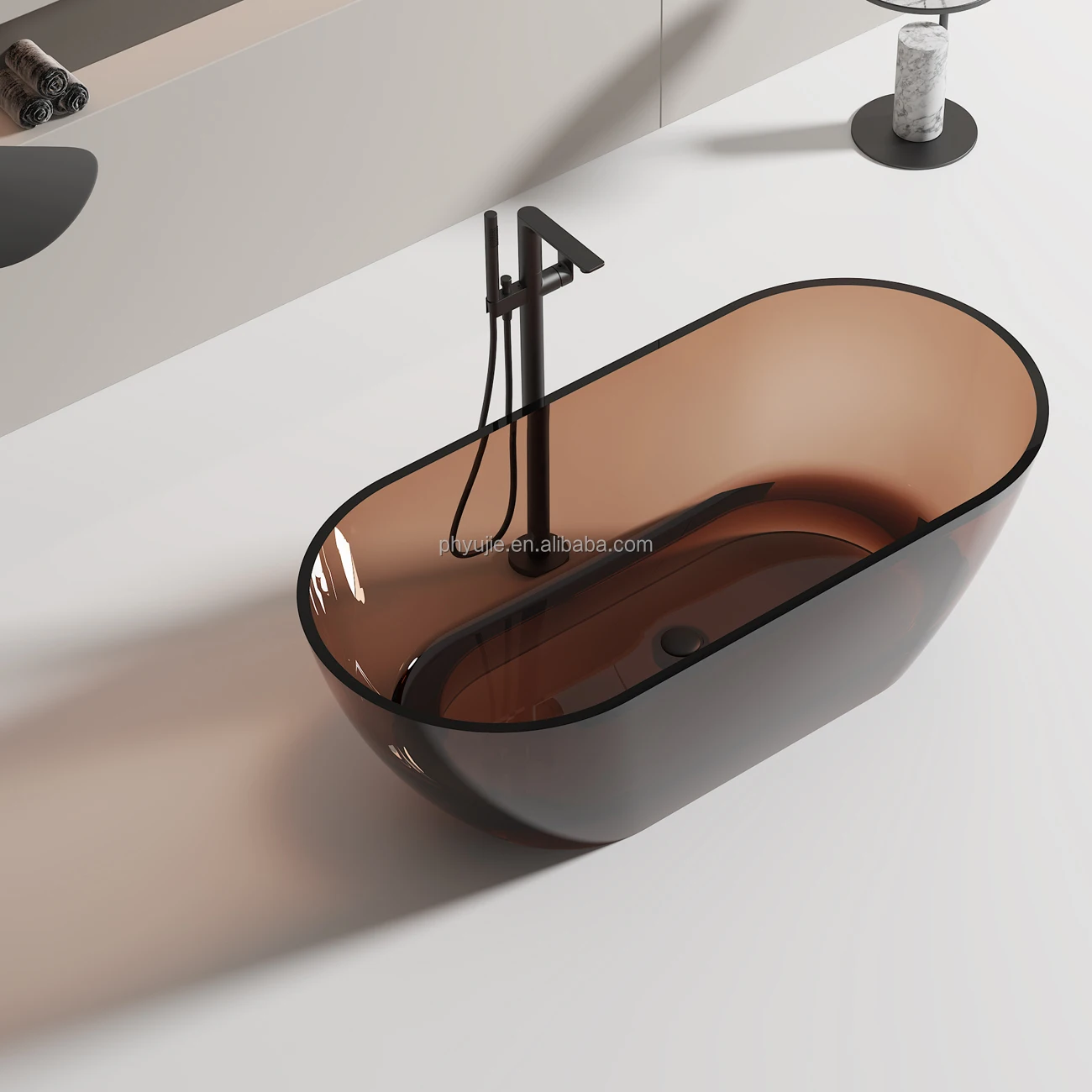 

Custom Black Matte Modern Bath Tub Bathroom Tub Artificial Stone Resin Solid Surface Freestanding Pure White Bathroom Bath Tubs