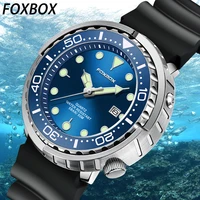 Reloj de buceo FOXBOX de marca superior a la moda para hombre, reloj de fecha resistente al agua 50ATM, relojes deportivos, reloj de pulsera de cuarzo para hombre, reloj Masculino