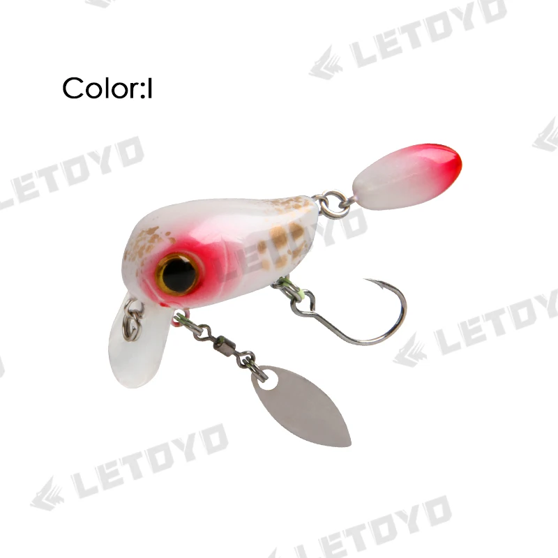 LETOYO Schwimmende Mikro-Kurbelköder, 30 mm, 2 g, künstliche Oberfläche, Wake-Köder, Kurbel-Wobbler mit Löffel, Angelköder für Forellenbarsch
