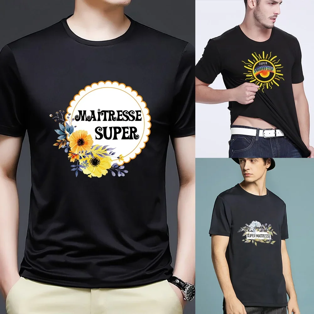Men's T-shirt Basic Short Sleeve Top Streetwear Maitresse Series Print Casual O-neck Youth Men's Commuter Comfortable Shirt