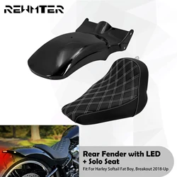 Motorcycle Driver Solo Seat Rear Fender Mudguard Cover With Turn Signal LED Light For Harley Softail Breakout Fat Boy FXDR 18-23