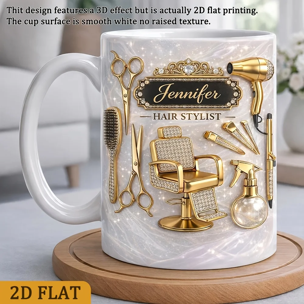 Custom Hairdresser 2D Print Coffee Mug Barber Shop Owner Gift Beauty Graduation Present