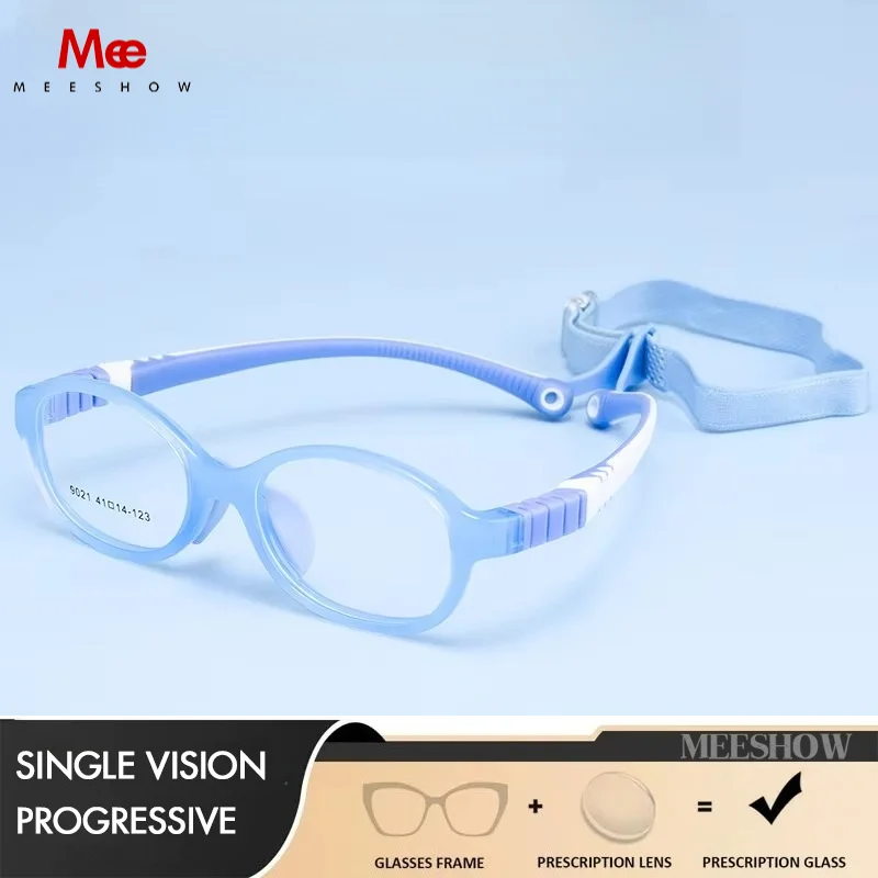 MEESHOWChildren Eyeglsses Prescription Glasses Blue Light  Boys Girls Myopia Hyperopia Lenses TR90 Rubber Spring Eyewear