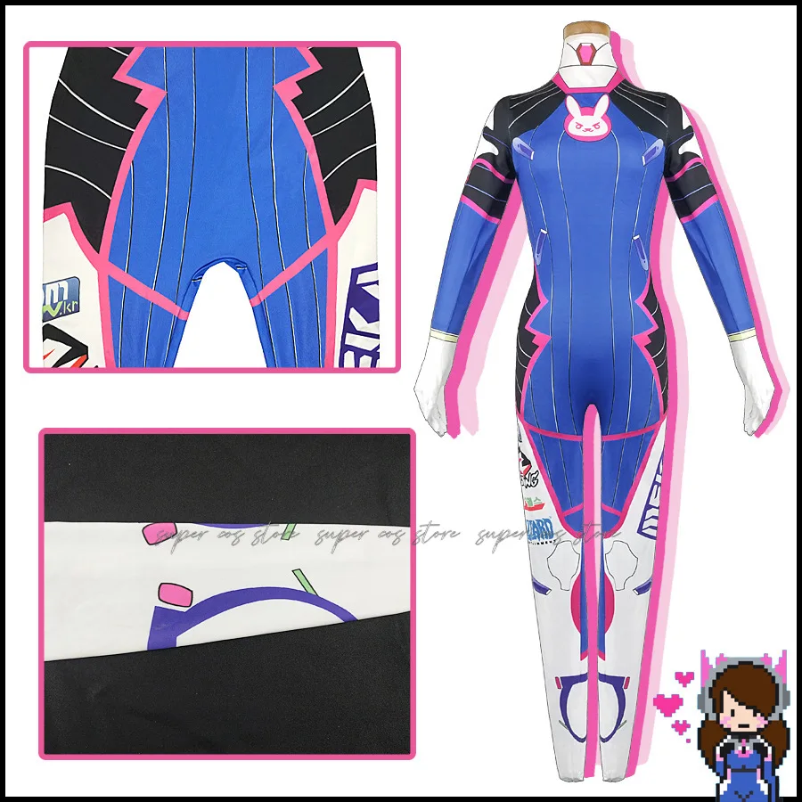 Anime Donna Tuta Collant Dva Costume Cosplay Gioco Zentai Parrucca Puntelli Cosplay Tuta per cuffie D.Va Cos Costumi di Halloween per feste