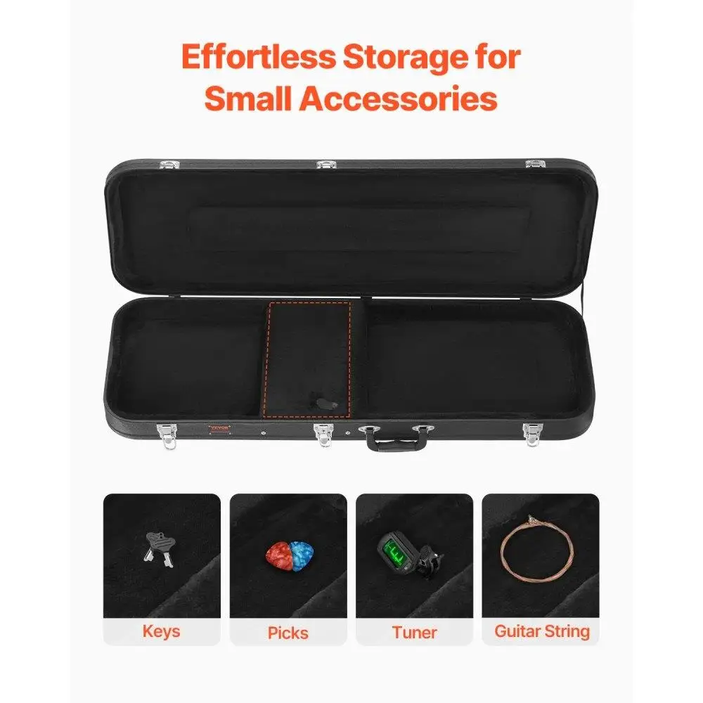 43インチのエレキギターハードケース、ロックと鍵付き、安全な保管と輸送用