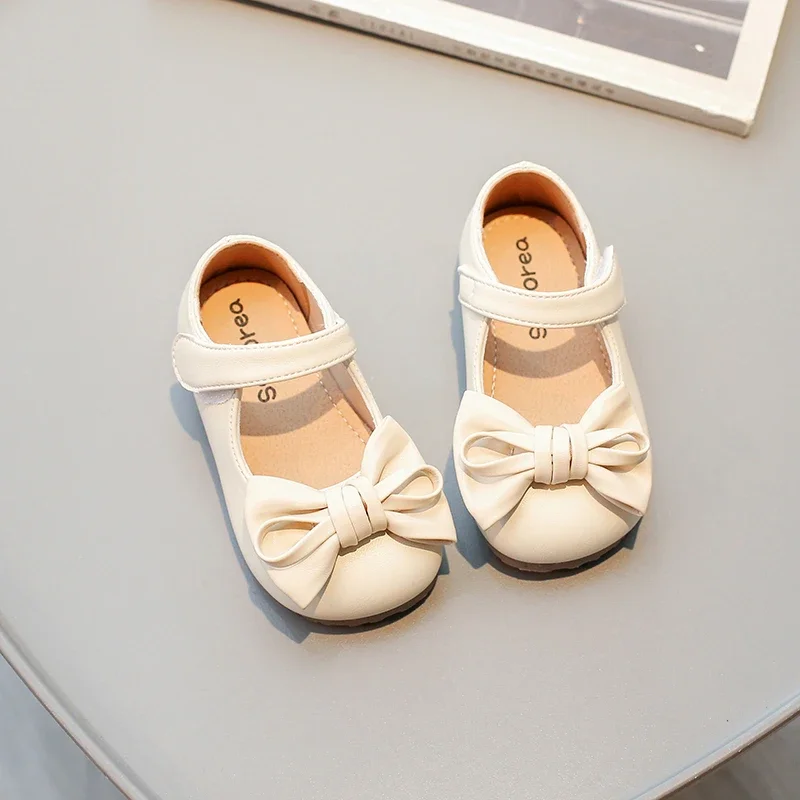 

New Children's Flats Simple Fashion Little Girl Leather Shoes Solid Color Kids Causal Princess Shallow Shoes School Versatile