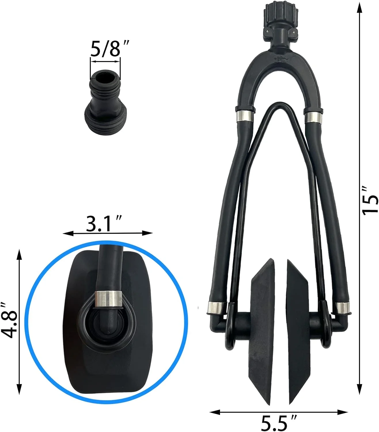 Sciacquone per motore fuoribordo con doppia alimentazione d'acqua rettangolare universale Sciacquone per motore con paraorecchie per barche marine