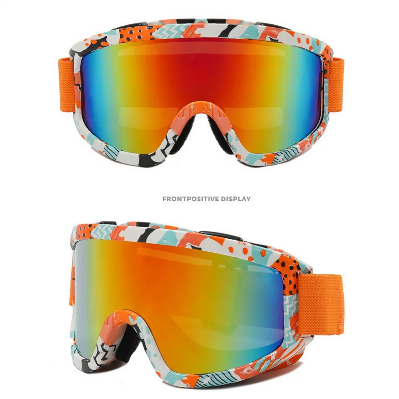 Large Frame Ski Goggles with Colorful Lens Anti-Collision Anti-Glare Lens Outdoor Sport Snow Snowboard for Snowboarding Skiing