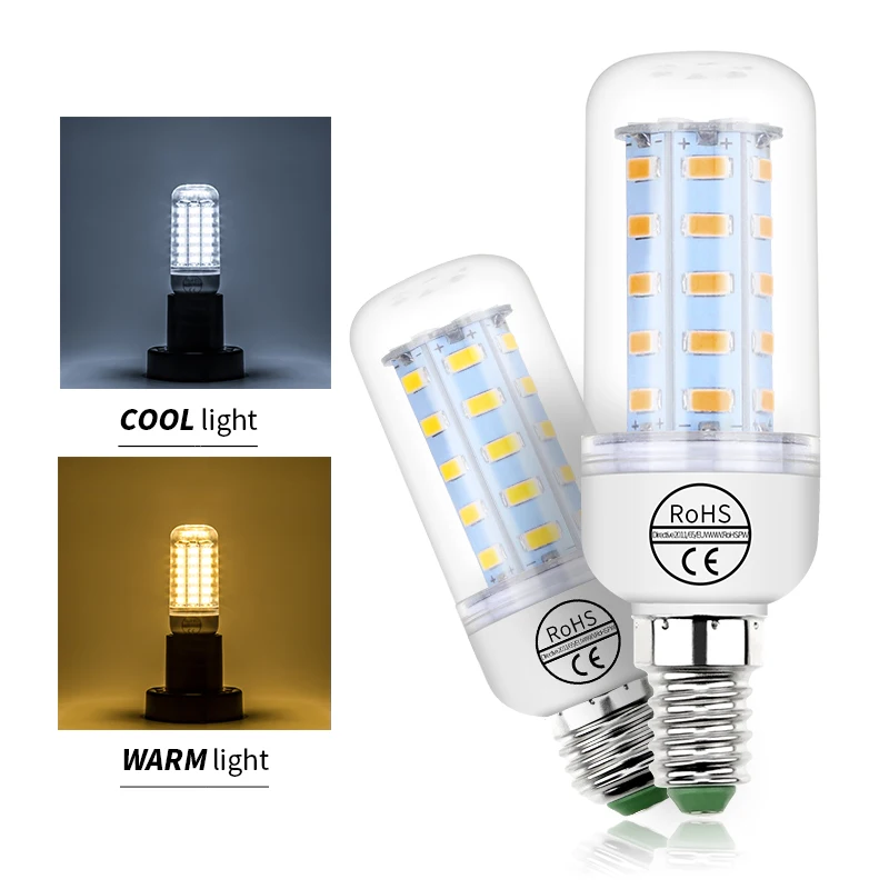 E27 LED Bulb 220V Ampoule Led E14 Bombillas Led Candle Lamp Corn SMD 5730 24 36 48 56 69 72LEDs Chandelier Home Lights