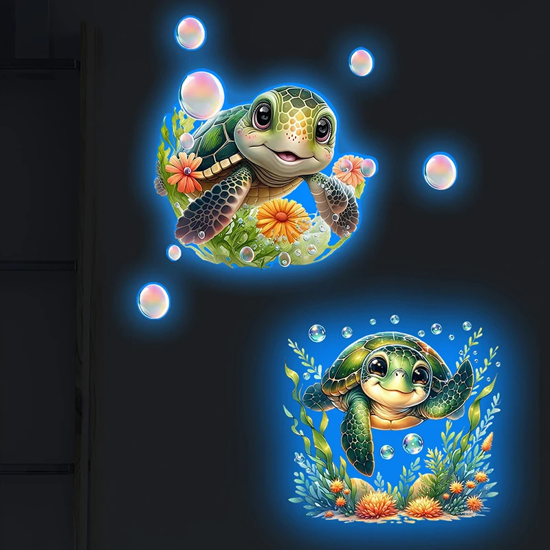 **1PC Luminous Sea Turtle Decal Glow-in-the-Dark Toilet Sticker Self-Adhesive Removable Home Decoration Wall Stickers