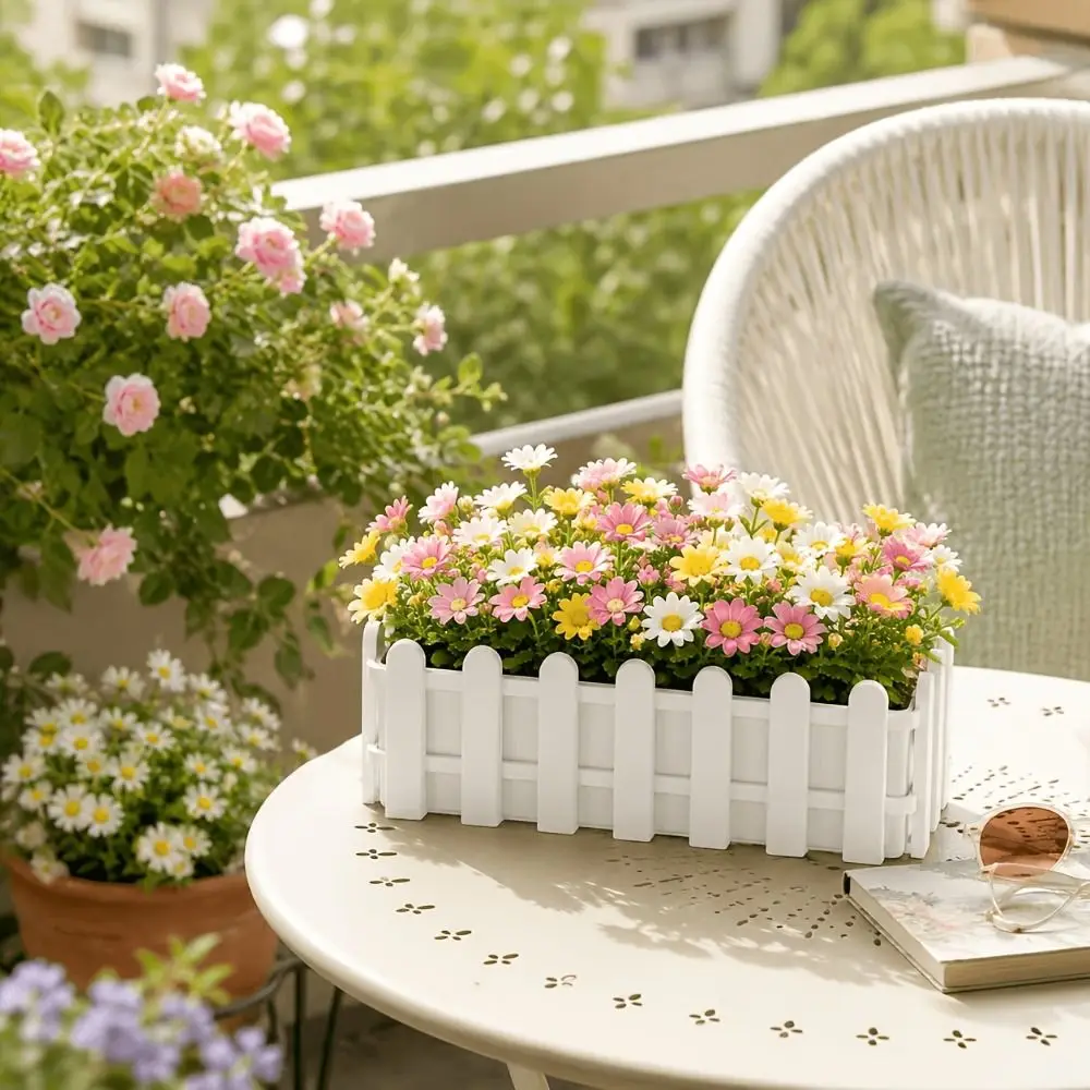 Small Fence Flowerpot Greenery Container Rustic Style Flower Arrangement Garden Decoration Flower Pot Basket Garden Decoration