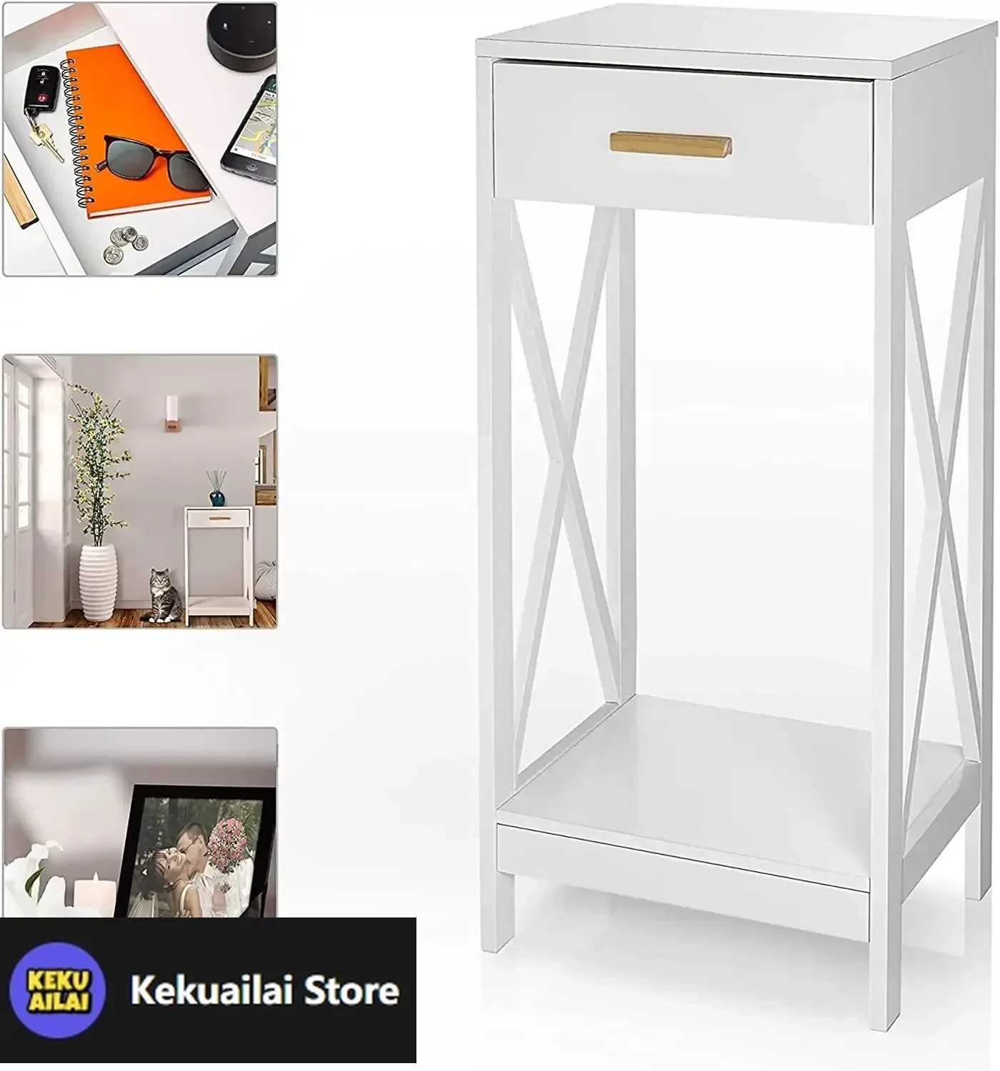 

Modern Side Table and Nightstand w/Single Drawer Storage