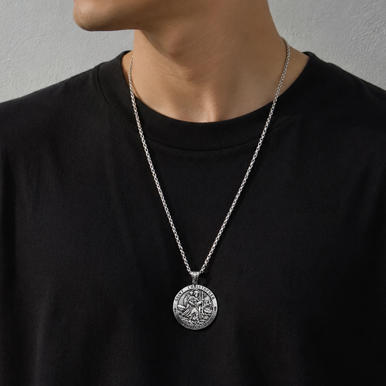 Men Accessories Neck Chain - Colar Religioso com Moeda de São