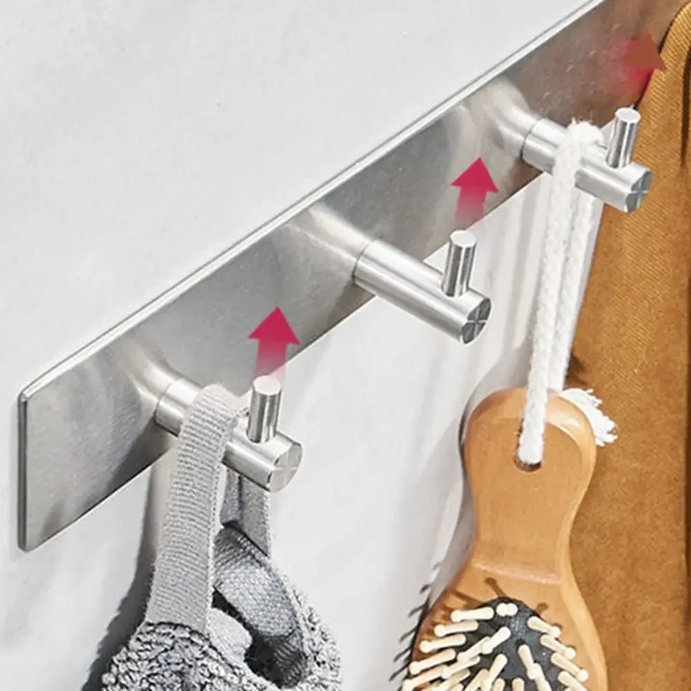 Black Stainless Steel Wall Hook 3M Sticker Adhesive Hanging Coat Hooks Rustproof Heavy Duty Bags Key Hangers Kitchen