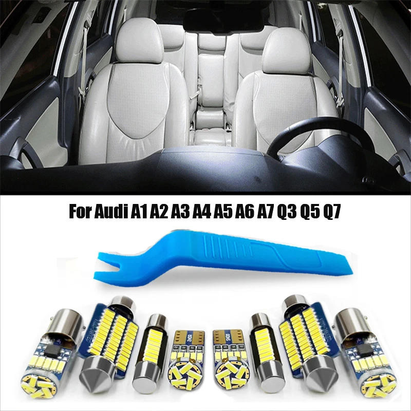 Samochodowe oświetlenie wewnętrzne LED Canbus do Audi A3 8P 8V 8L A4 B5 B6 B7 B8 A5 8T A6 C5 C6 C7 A7 A8 D2 D3 A1 8X A2 Q3 Q5 Q7 Lampa wewnętrzna
