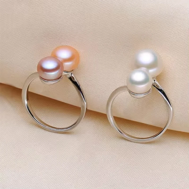 ZHBORUINI Pearl Ring Jewelry Of Silver Interlaced Rings Freshwater Pearl Wedding Ring 925 Sterling Silver Jewelry For Women Gift