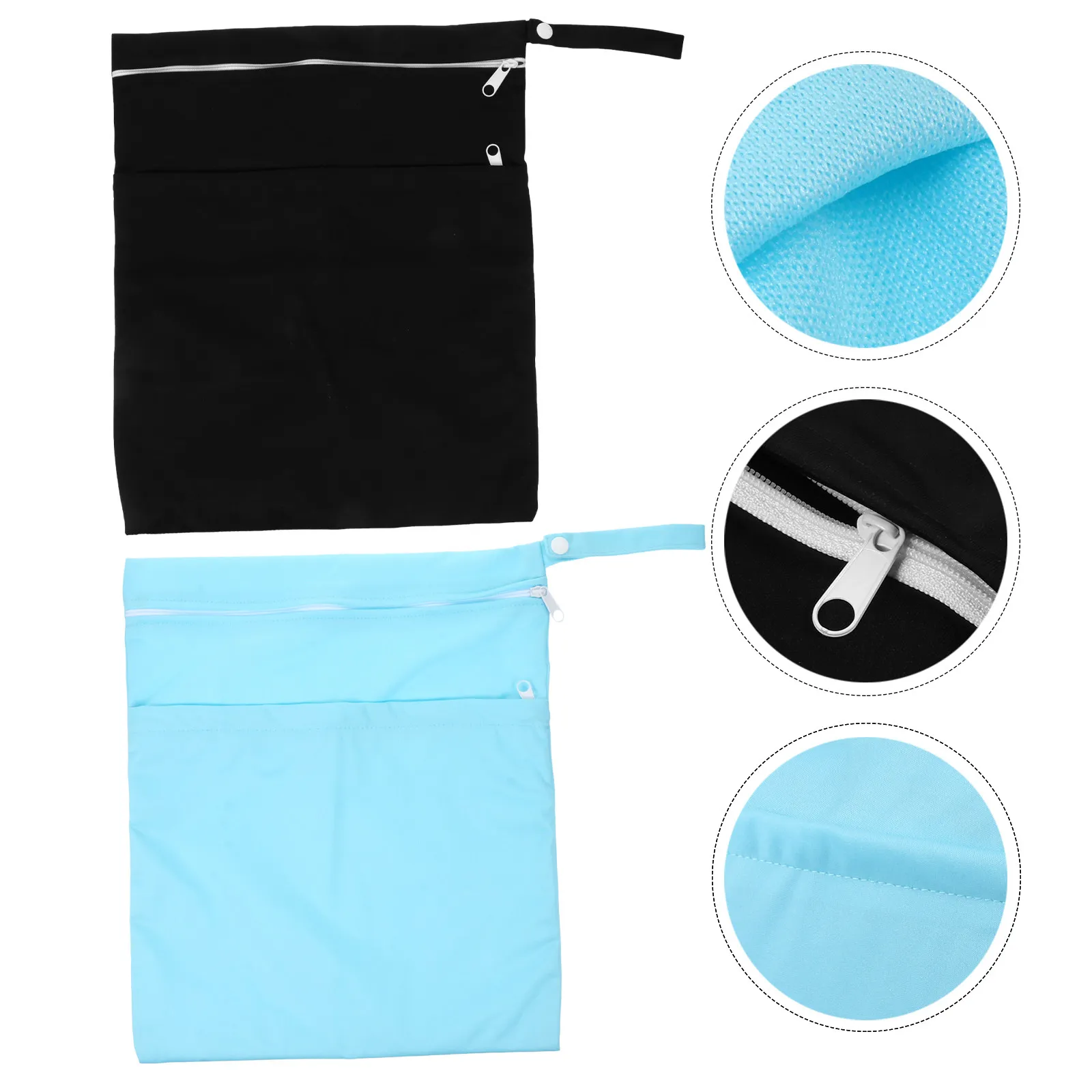 

2Pcs Baby Urine Diaper Wet Dry Storage Bags Creative Two Zippered Pockets Portable Infant Diaper Organizer Pouch Travel Storage
