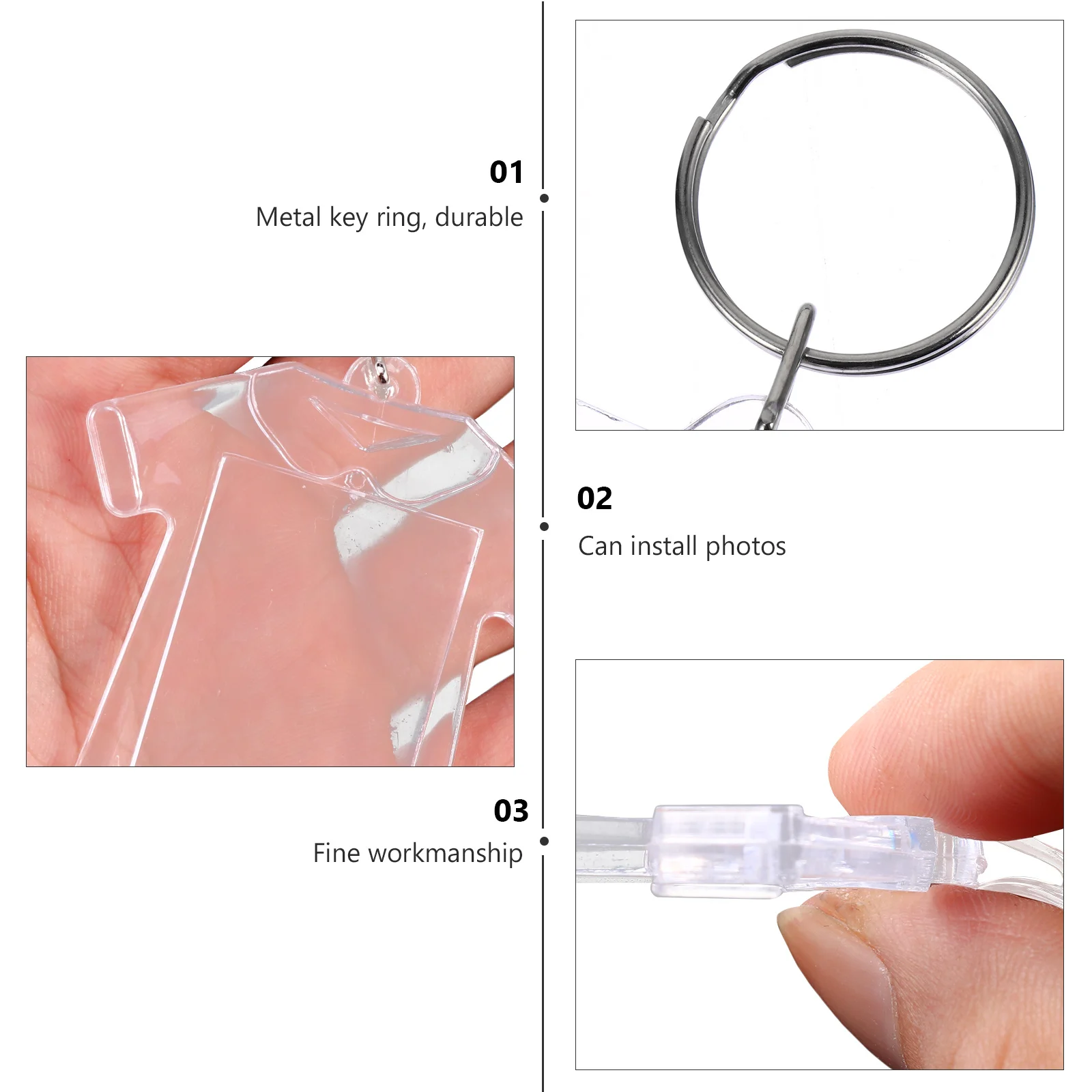 

24pcs Photo Frame Key Chains Transparent Clothes Shape Acrylic Key Rings Kids Fashion Pendant Decor Keychain Holder Accessory