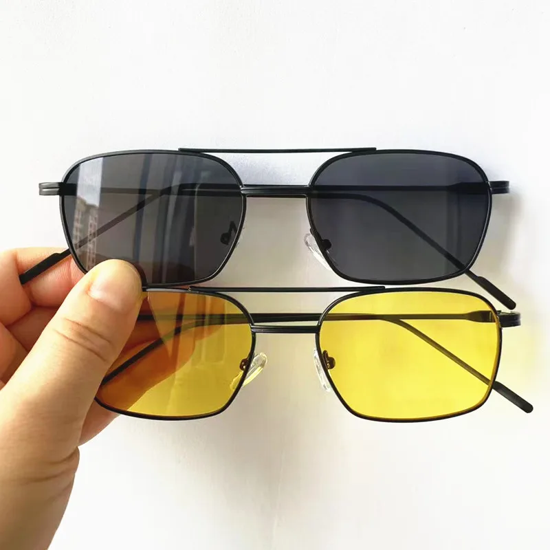 

4Pcs NEW Sun Glasses Unisex Double Beam Anti-UV Spectacles Colored Lenses Eyeglasses Simplity Ornamental Alloy Frame Sunglasses