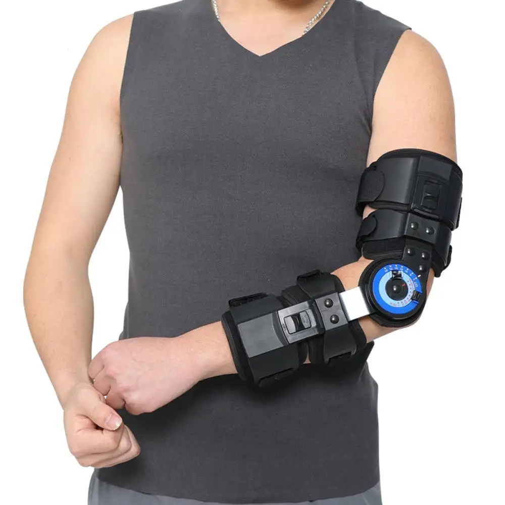 Hinged ROM Elbow Brace, Adjustable Post-Op Stabilizer Splint, Arm Injury Recovery Support Fracture Immobilization Rehabilitation