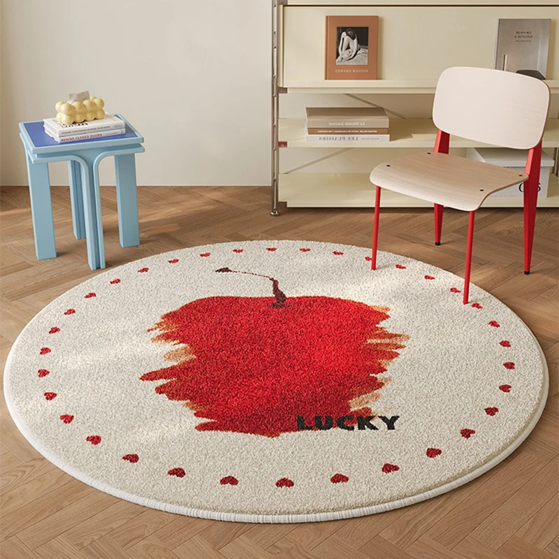 Living Room Carpet Non-slip Soft Fluffy Floor Mat Round Apple Letter Pattern Rug Bedroom Home Decoration Mats Alfombra 거실 카펫