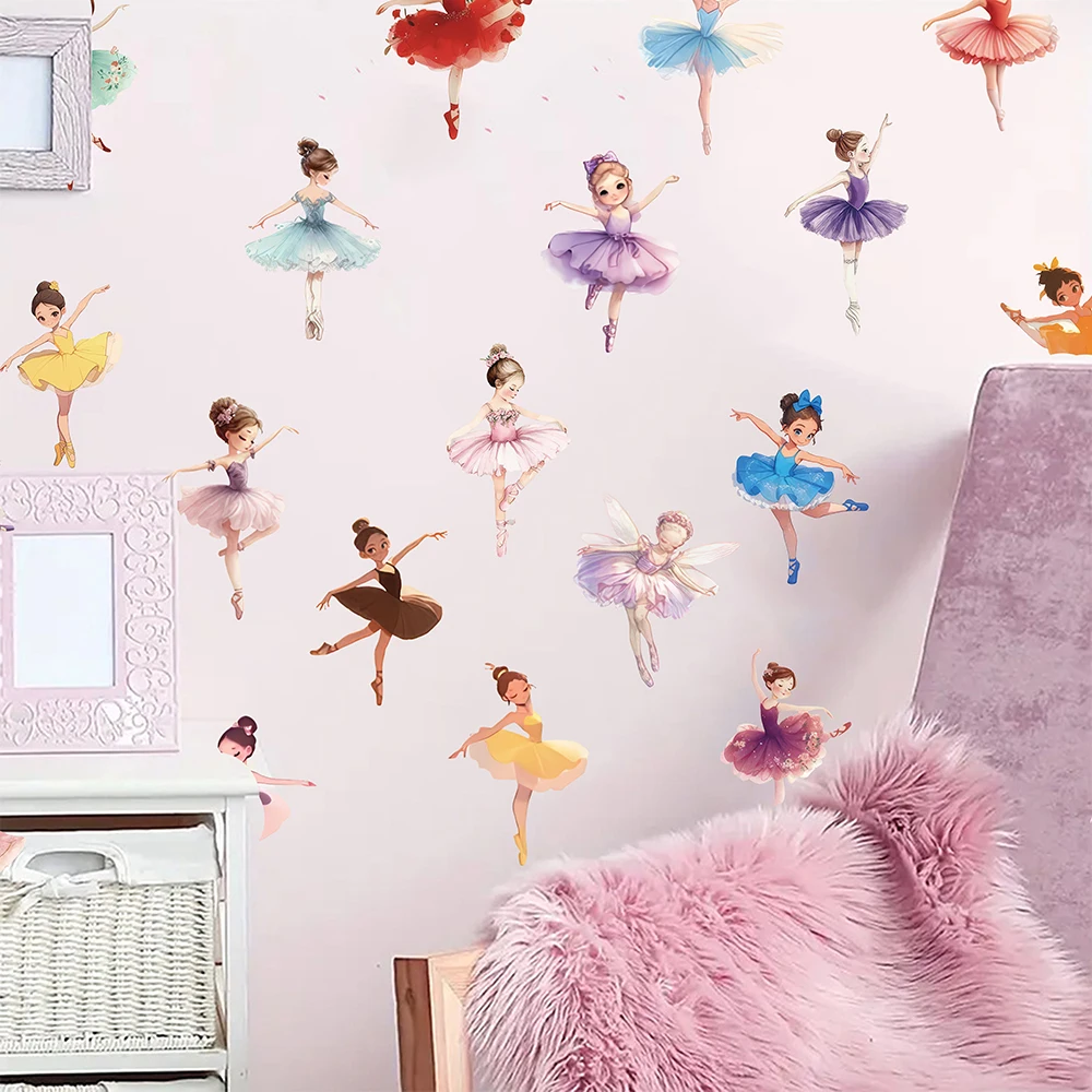 Ballerina Girl Wall Stickers, Cute Ballet Dancer Fairy Wall Decals for  Bedroom, Playroom,Living Room Home Wall Decor