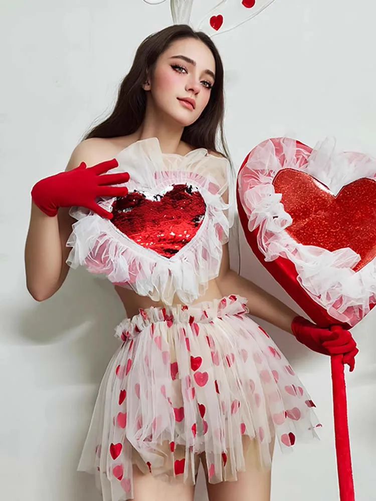 Valentine\'s Day Gogo Dancer Costume Adult Clubwear Nightclub Dj Performance Outfit Carnival Festival Party Rave Clothing VDL1167