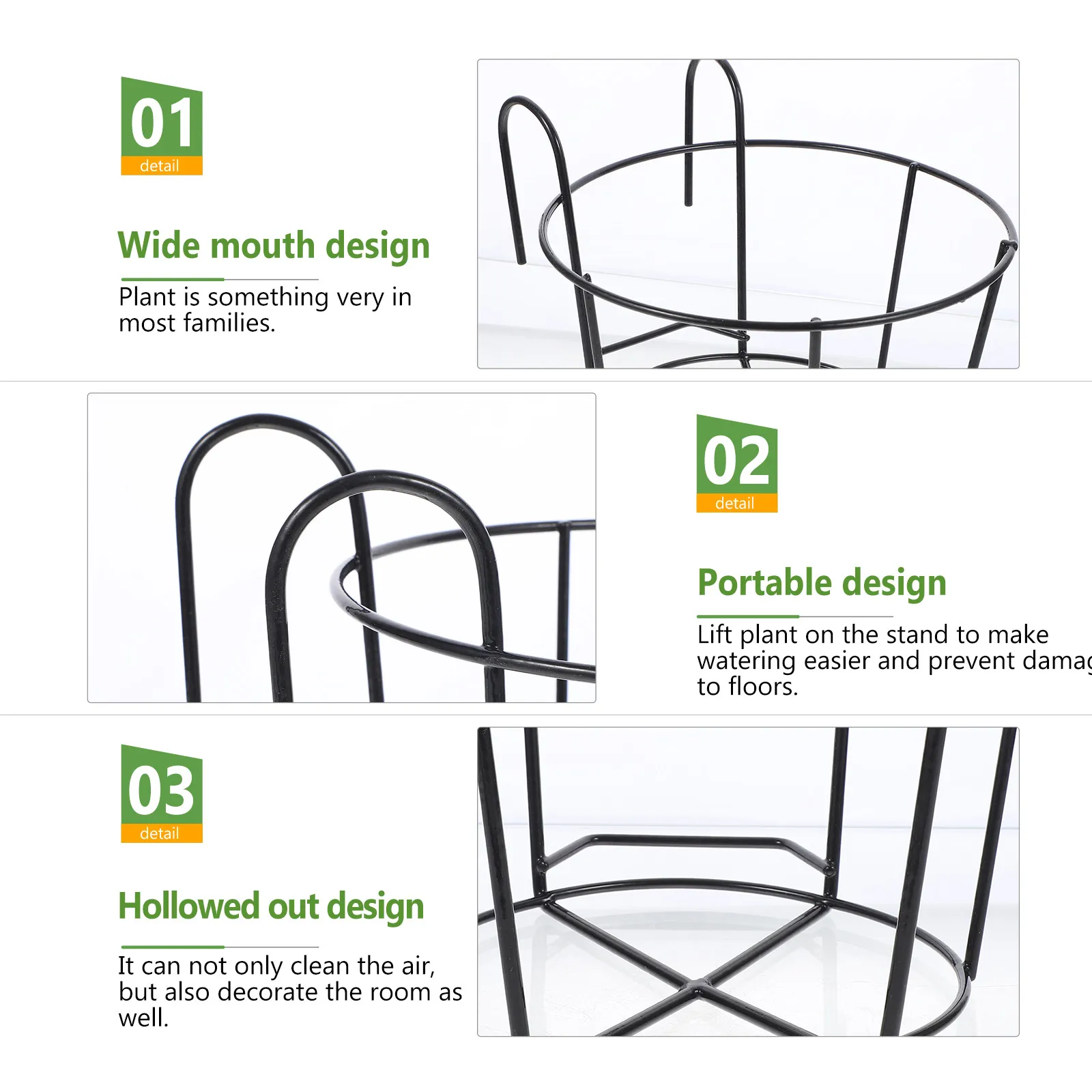 2Pcs Metal Hanging Flower Pot Holders for Balcony Railing Large Black Planter Stand Brackets