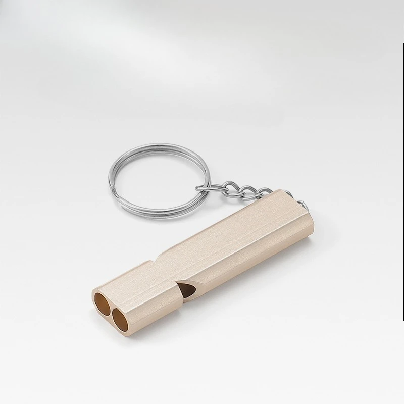 Double Hole ความถี่สูงกลางแจ้ง Survival Whistle นกหวีดกู้ภัยฉุกเฉินความถี่สูงอลูมิเนียมกู้ภัย-นกหวีด