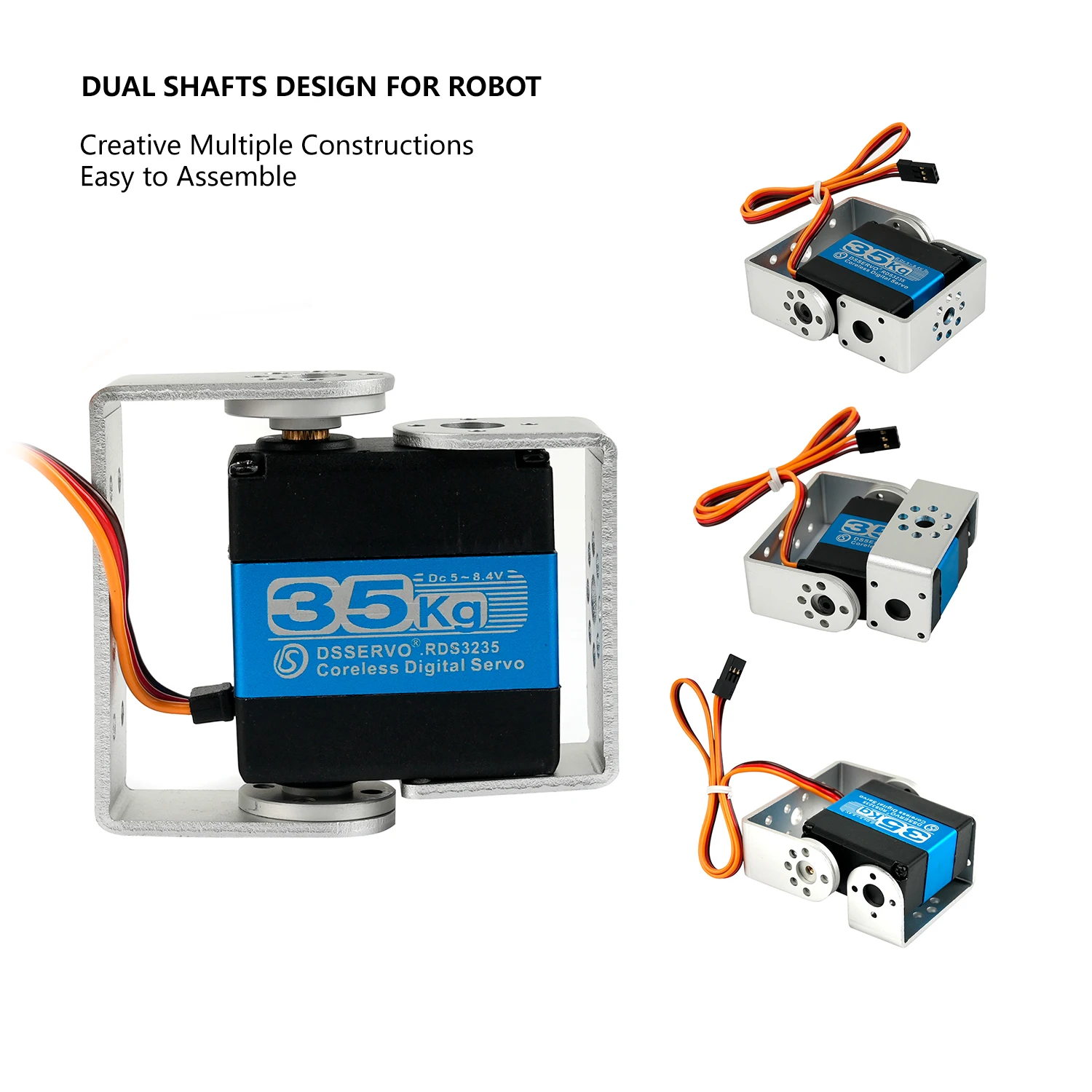 RDS3235 35KG Digital Servo - Coreless Motor, 180° & 270° Modes, High-Torque Metal Gear w/Mount Bracket for RC/Robot/Arduino