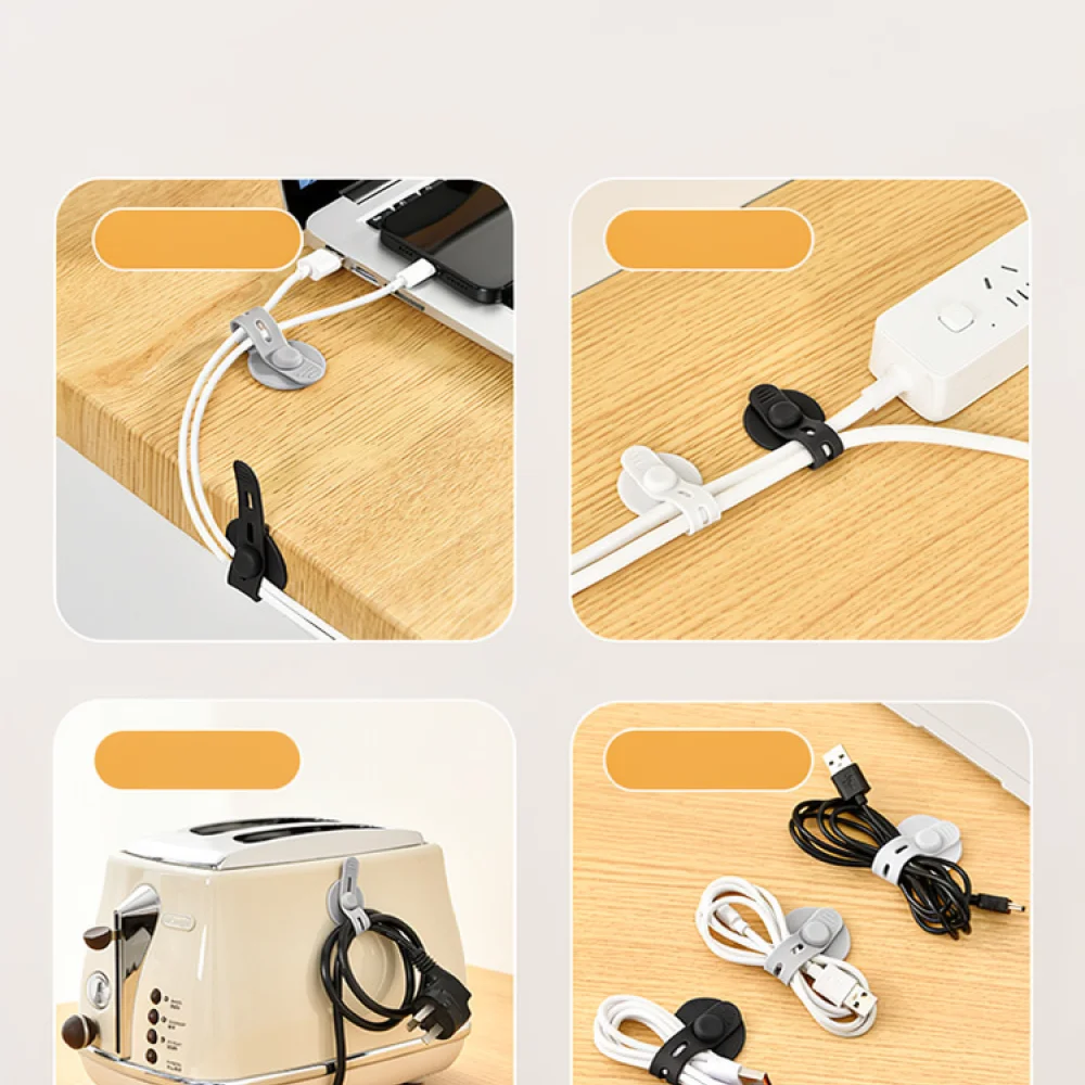 Durable Silicone Cord Organizer Ties Japanese Design Wire Management For Home Desktop Office Charging Cable Winder