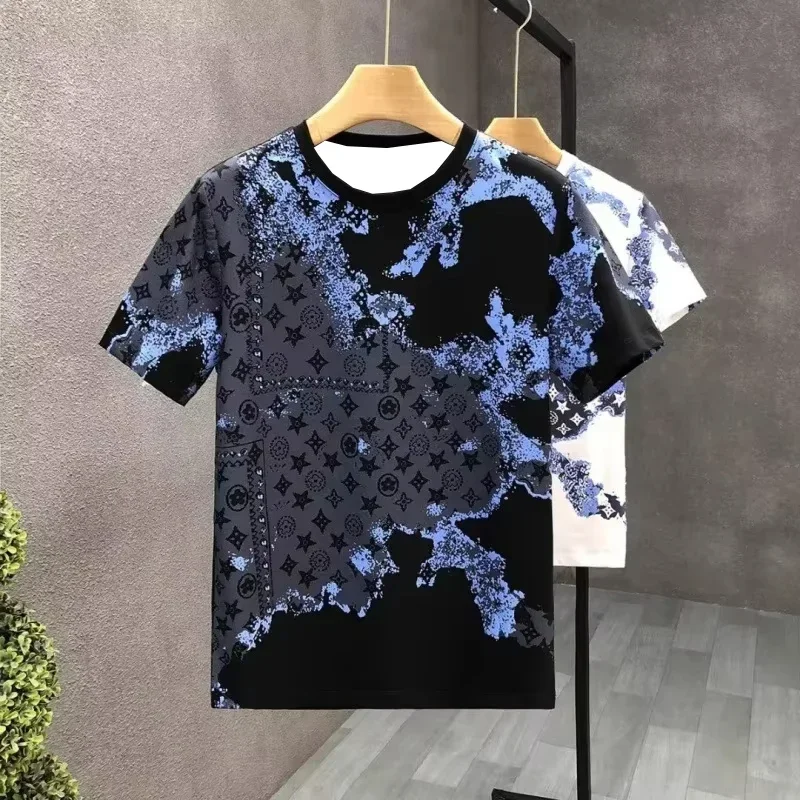 

2025 Sporty New Summer Short Sleeve Men's T-Shirt Slimming Round Neck Top Casual Student Korean Style Fashionable Men's Wear