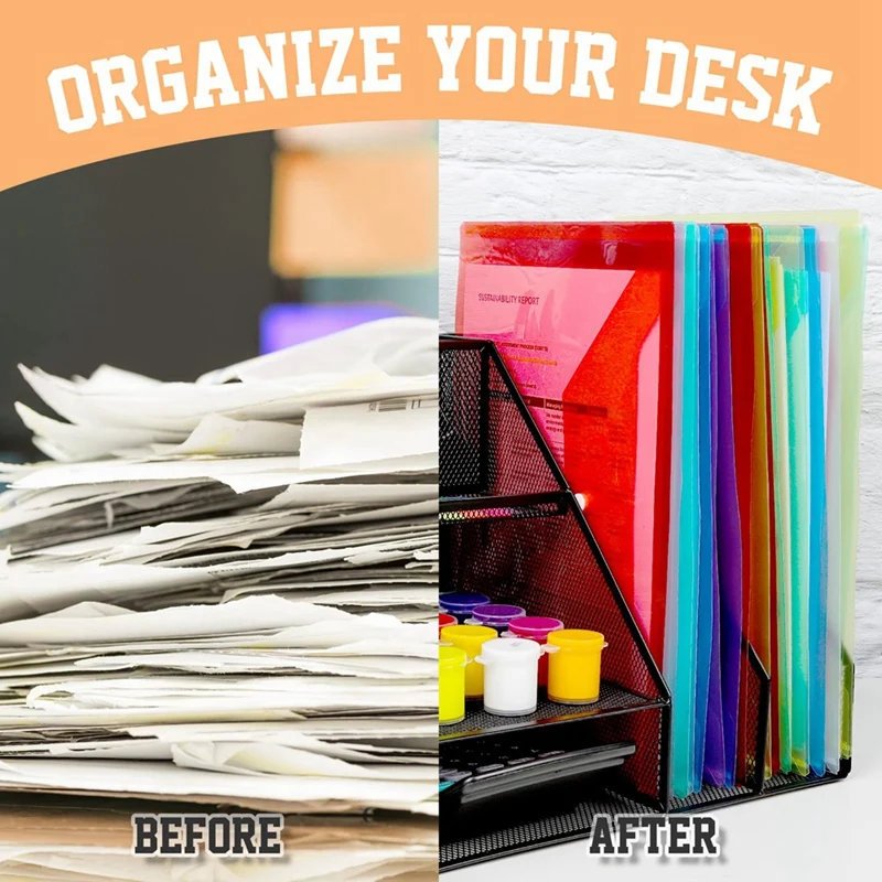 24Pack Plastic Envelopes With Snap Closure, Plastic File Folders For Documents A4 Clear Envelopes Folders,File Bags